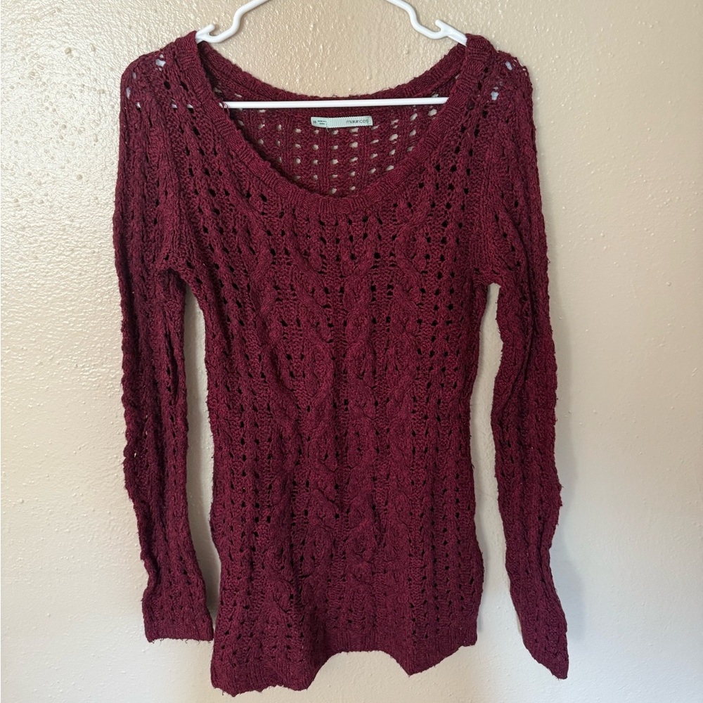 Maurices Deep Red Knit Sweater